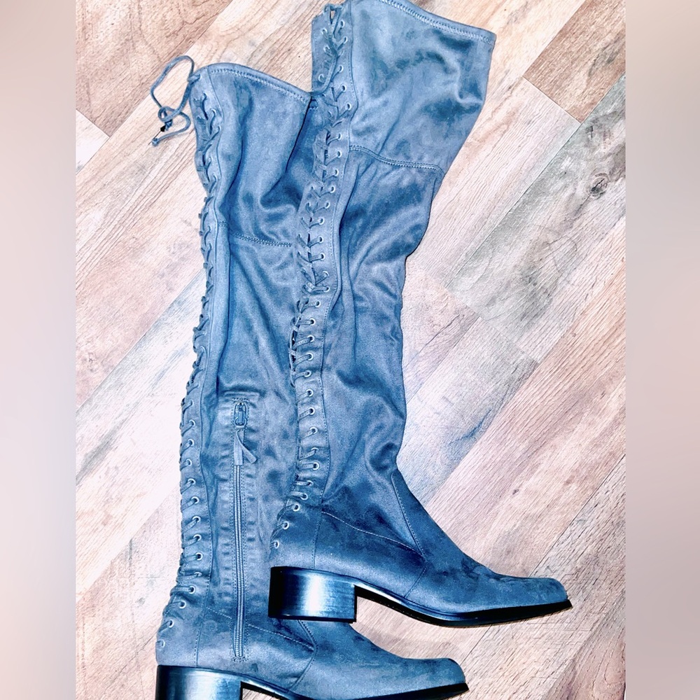 Charles David size 10 women’s over the knee lace up suede boots.